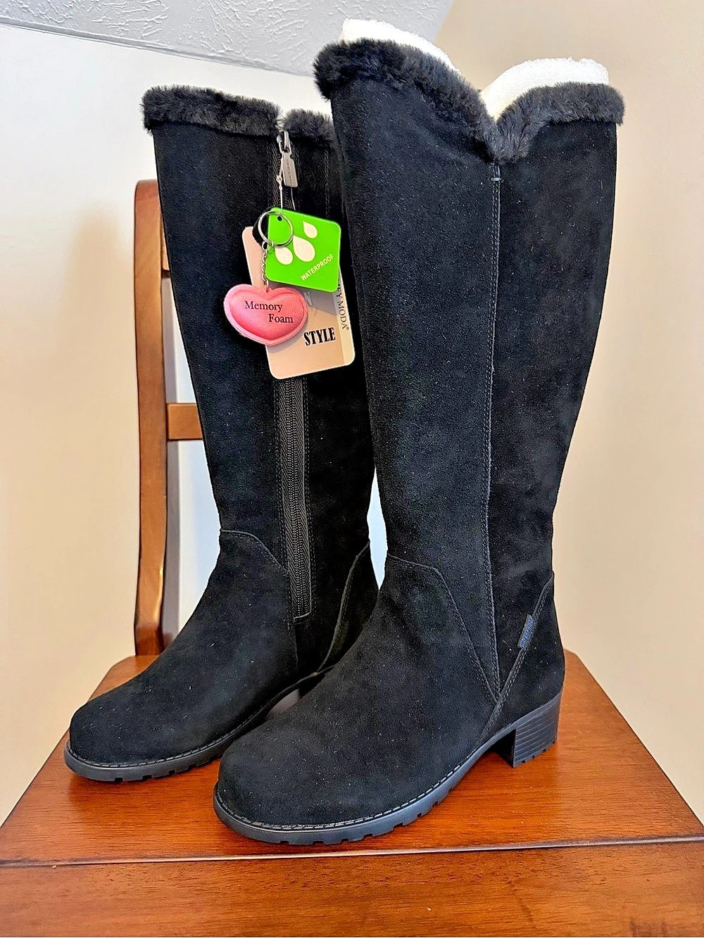 Comfy Moda Manhattan Waterproof Black Tall Boots NWT